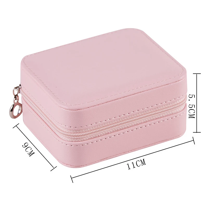 Korean Girl Earrings Plate Portable PU Earrings Ring Necklace Multi-Function Jewelry Storage Box Light