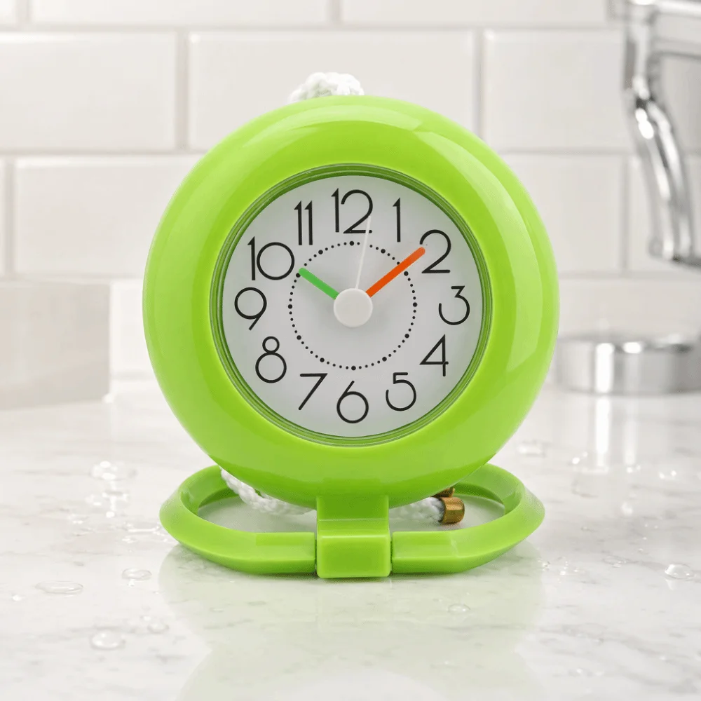 Plastic Bathroom Wall Clock White Green Dual Use Shower Clock with Lanyard Battery Powered Hanging Table Clock Home Decoration