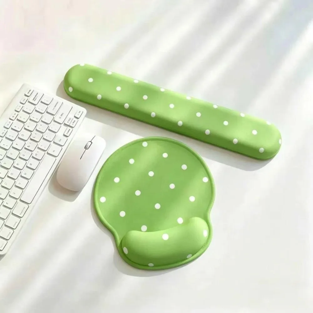 Silicone Polka Dot Mouse Pad Set Non Slip Base Ergonomic Wrist Rest Support Memory Foam Comfortable Mouse Pad with Wrist Rest