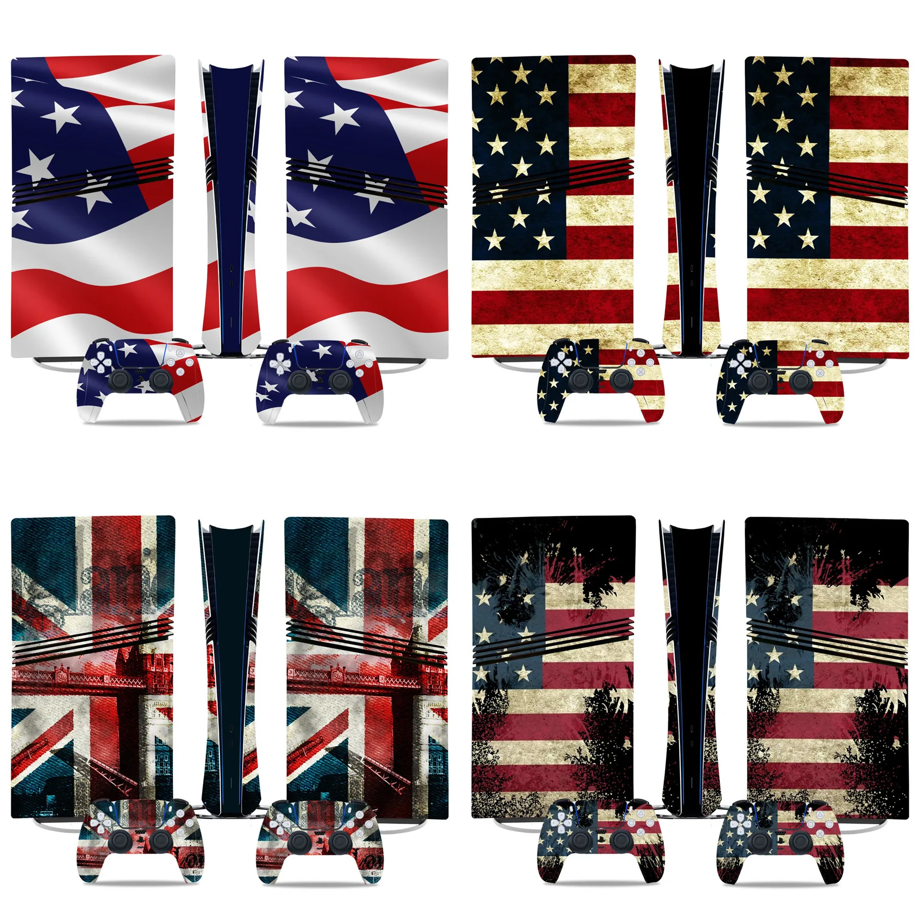 For PS5 Pro: National Flag PVC Skin Sticker for Console & Controller, Air-release Vinyl, Easy to Stick & Peel