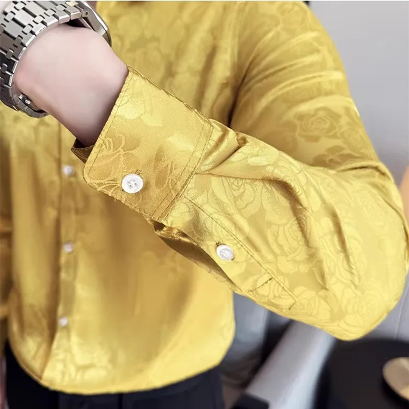 

Рубашки с длинными рукавами и розовым воротником с лацканами черного/белого/золотого цвета, модные мужские деловые рубашки для свадебной вечеринки, роскошные топы