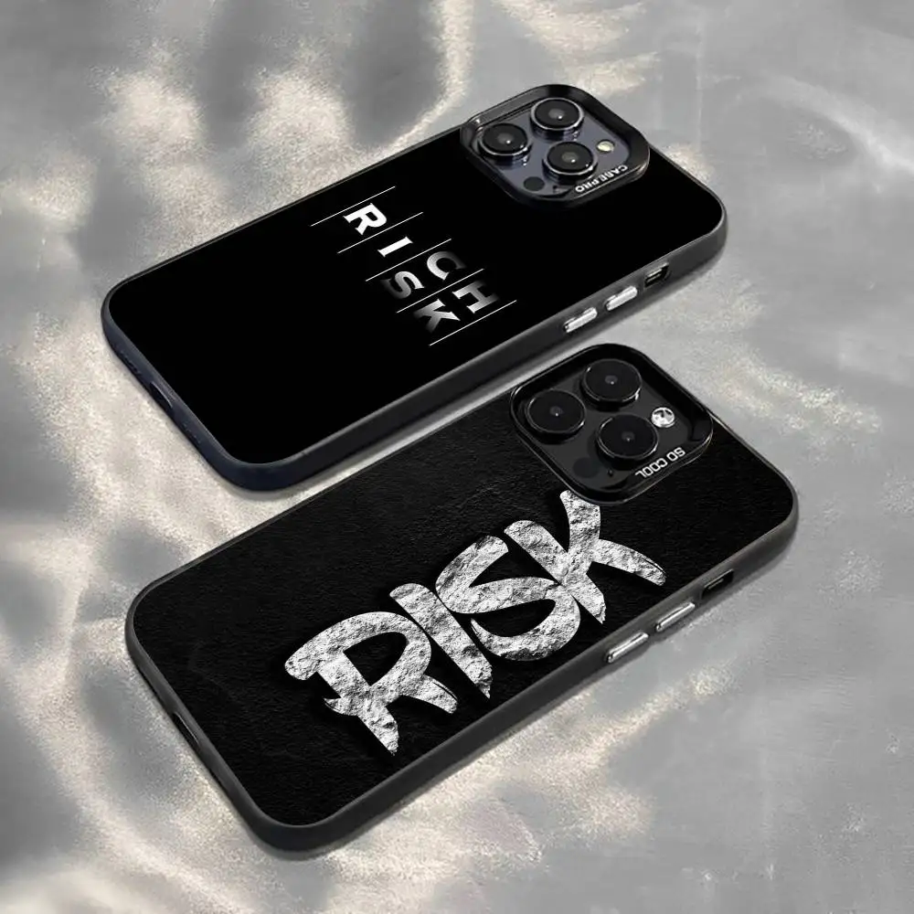 Trading No Risk, No Rich Phone Case For iPhone 17,16,15,14,13,12,11 Plus,Pro Max,XS,Colorful Silver Black Cover