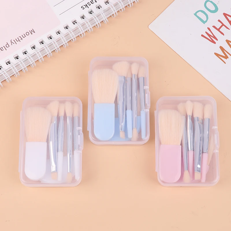 مجموعة فرش مكياج صغيرة للسفر مكونة من 6 قطع، فرشاة خافي عيوب البشرة الناعمة، أداة ظلال العيون، فرشاة الرموش، أدوات التجميل مع صندوق