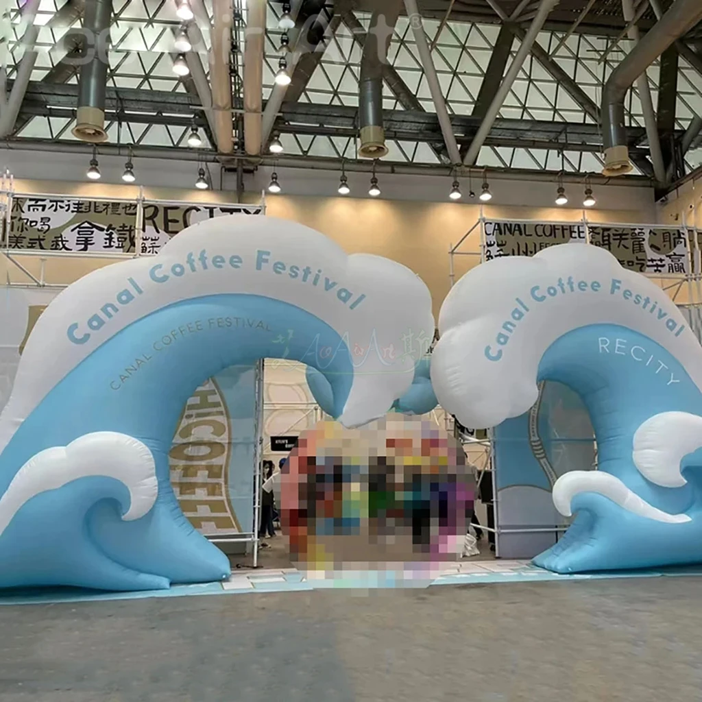 

Giant Inflatable Sea Wave Entrance Archway Summer Water Park Decoration Air Blow Arch Party Event Advertising Props