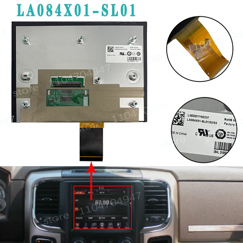 8.4-дюймовый ЖК-дисплей Uconnect 4C UAQ LA084X01-SL01 LA084X01-SL02 LA084X01-SL03 (17-22) с сенсорным экраном для радио и навигации (замена)