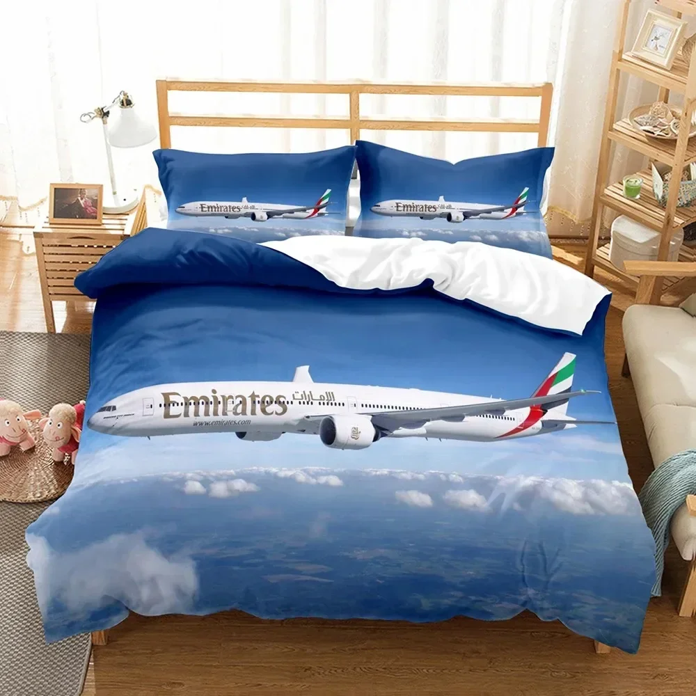 3D Bed Linen Airplane Blue Sky Comfortable Duvet Quilt Cover Pillowcase Bedding Set Children Bedroom Decoration Home Textile