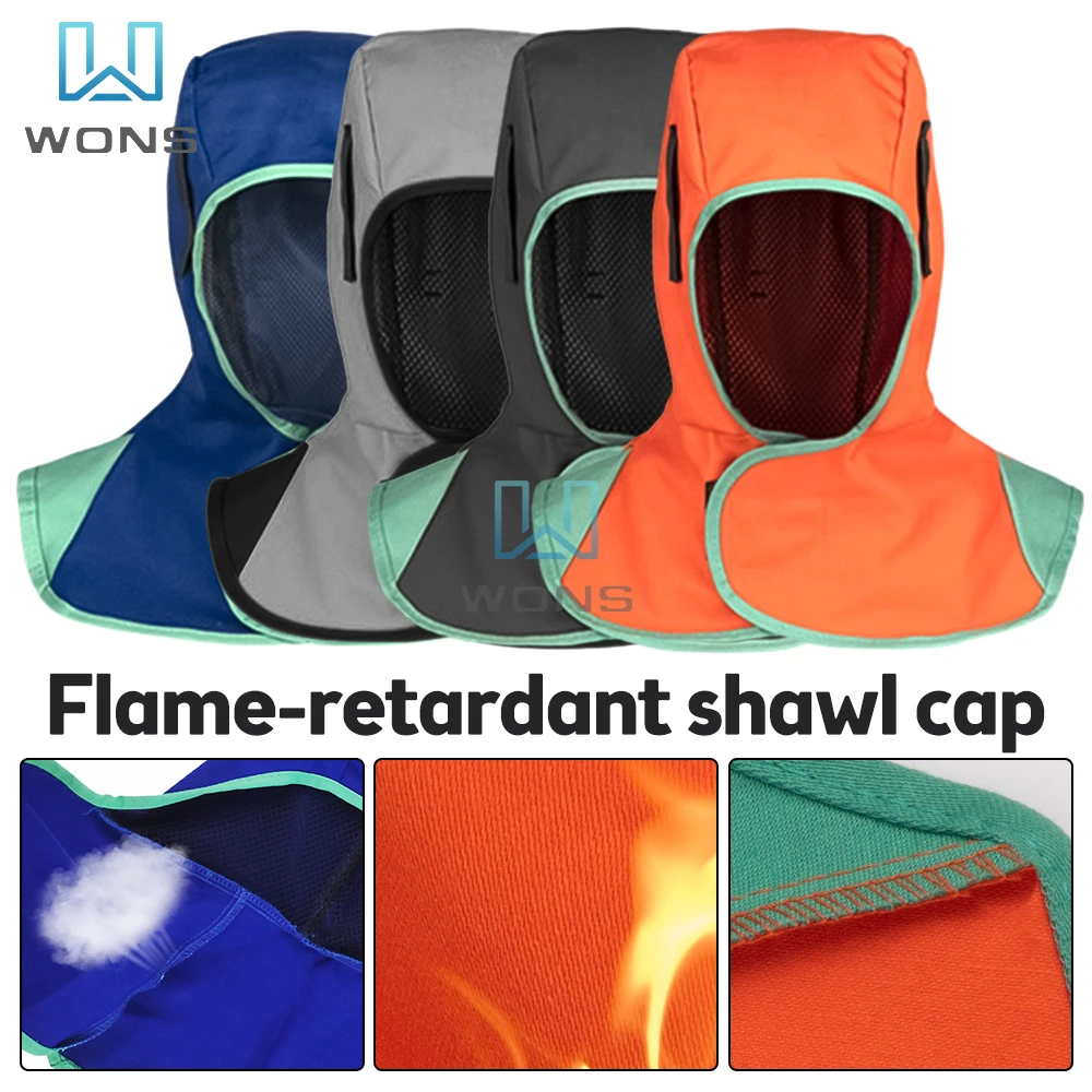 Full Protective Welding Hood for Men Washable Breathable Welding Neck Cover Flame-Retardant Protective Welding Cap for Welder