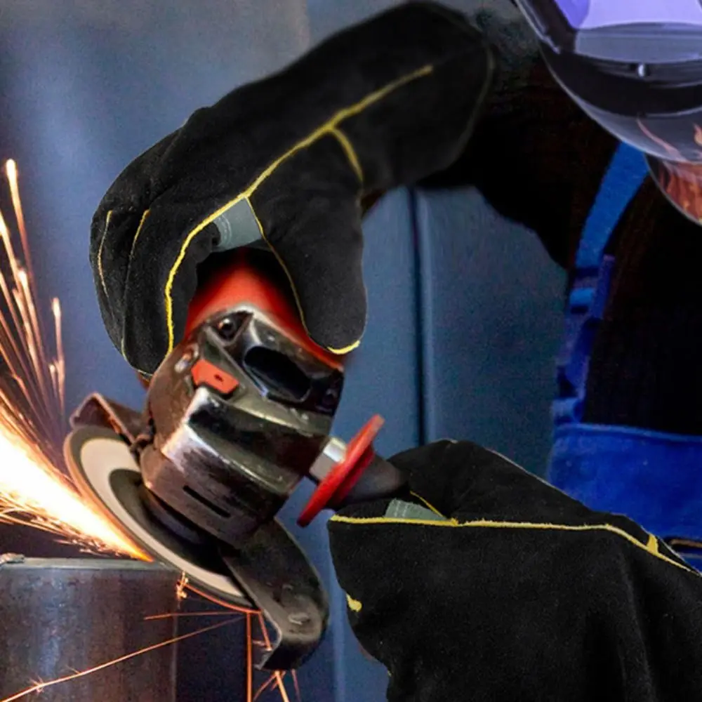 Leather Heat Resistant Gloves High Temperature Resistance Heat Insulation Welding Gloves 14/16 Inch Work Gloves