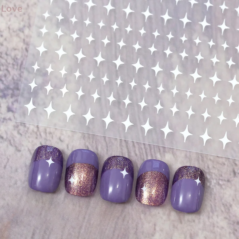 [L&P] ملصقات أظافر لطيفة على شكل نجمة حالمة على شكل هلال وقمر ونجوم يابانية ذهبية وفضية وأسود لتزيين الأظافر