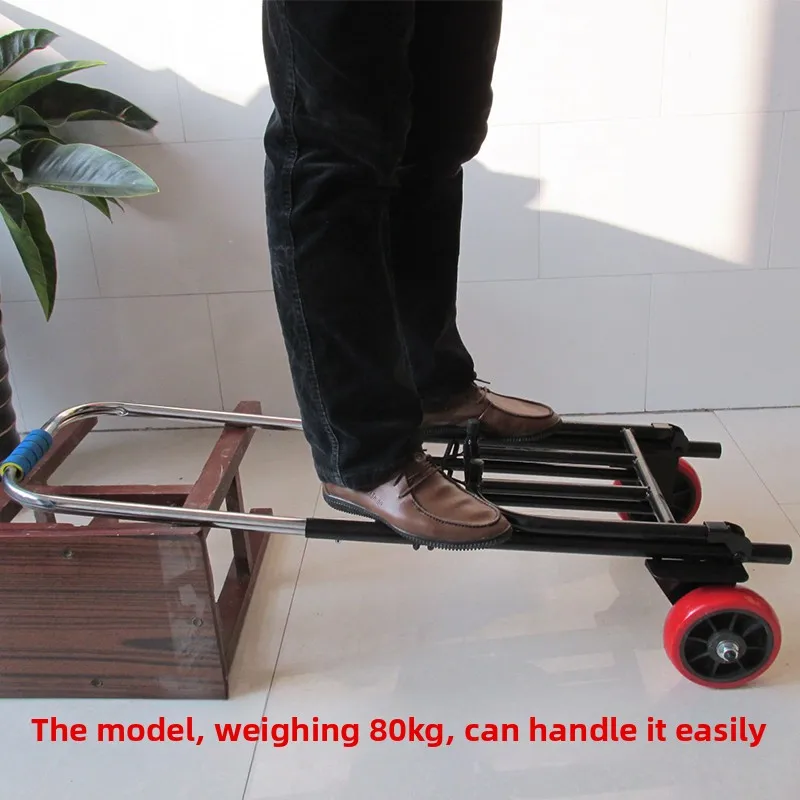 

Portable Hand-Pulled Suitcase Cart Heavy-Du op Trolley Pulling Tru Lage Vehicle Small Pull Car Small Pu Cart