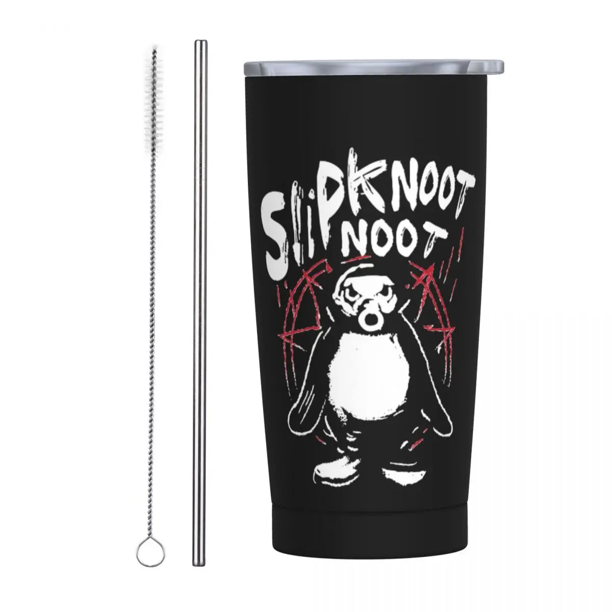 Noot Noot Pingu Pinga Penguin Insulated Tumbler with Straws Lid Vacuum Thermal Mug Double Wall Thermos Bottle Cup, 20oz