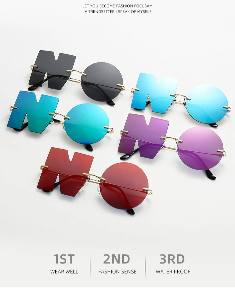 �NO"! Styling-Sonnenbrillen, modische Sonnenbrillen, Metall-Brillengestelle, bunte Brillengläser, Alien-Brillen – Detail 3