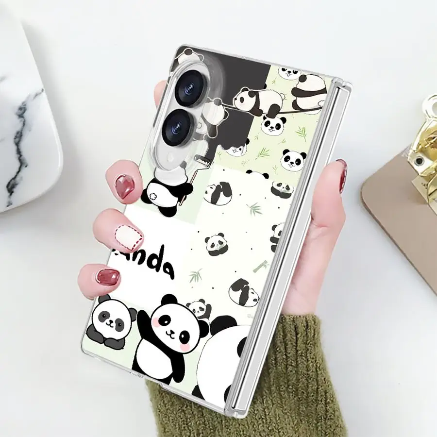 Case for Samsung Galaxy Z Fold 8 PC Hard Luxury ZFold8 ZFold 8 Phone Cover Cartoon Cute Panda