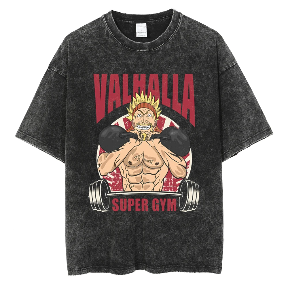 Herren Vinland Saga "I Have No Enemies" Grafik-T-Shirt Thorfinn Anime-Print Vintage Washed Oversized Casual Streetwear T-Shirt – Detail 17