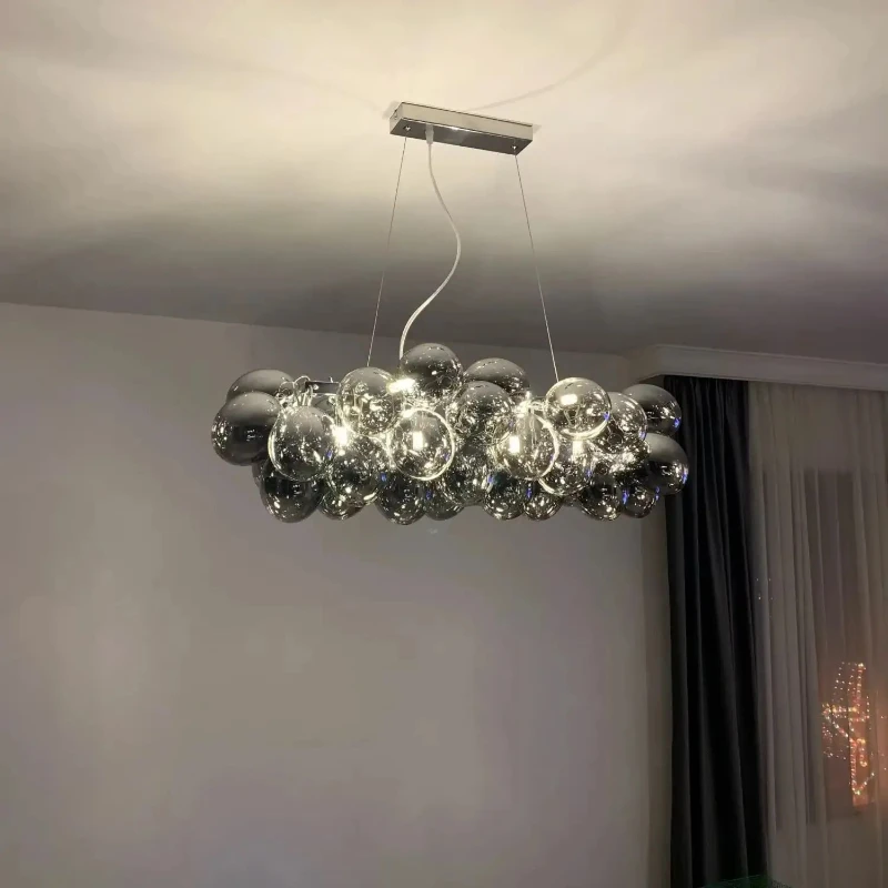 Nordic Balloon Bubble Lighting Boy Children's Bedroom Chandelier Living Room Model Restaurant Creative Ash Glass Lamp