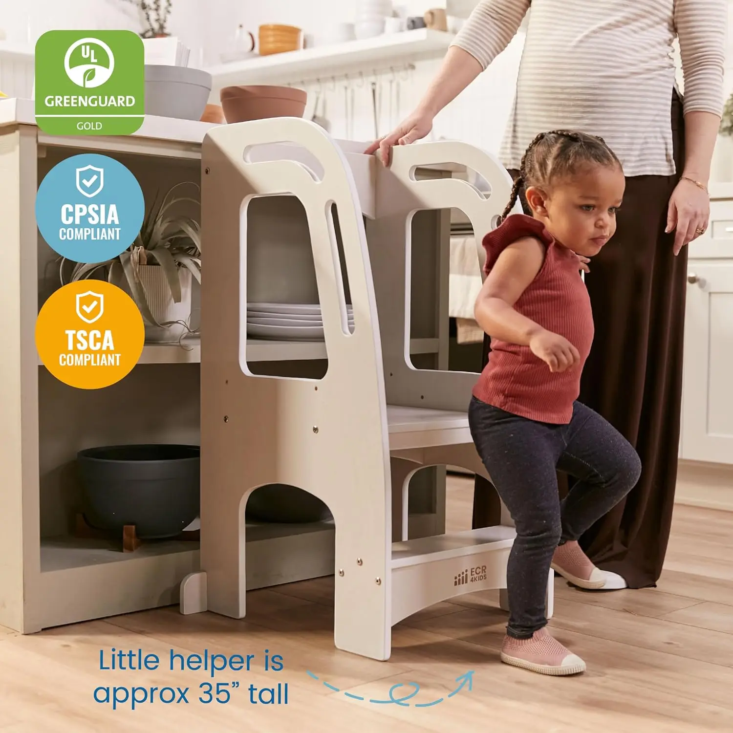 Помощник кухонной башни, табурет-ступенька, белая стирка