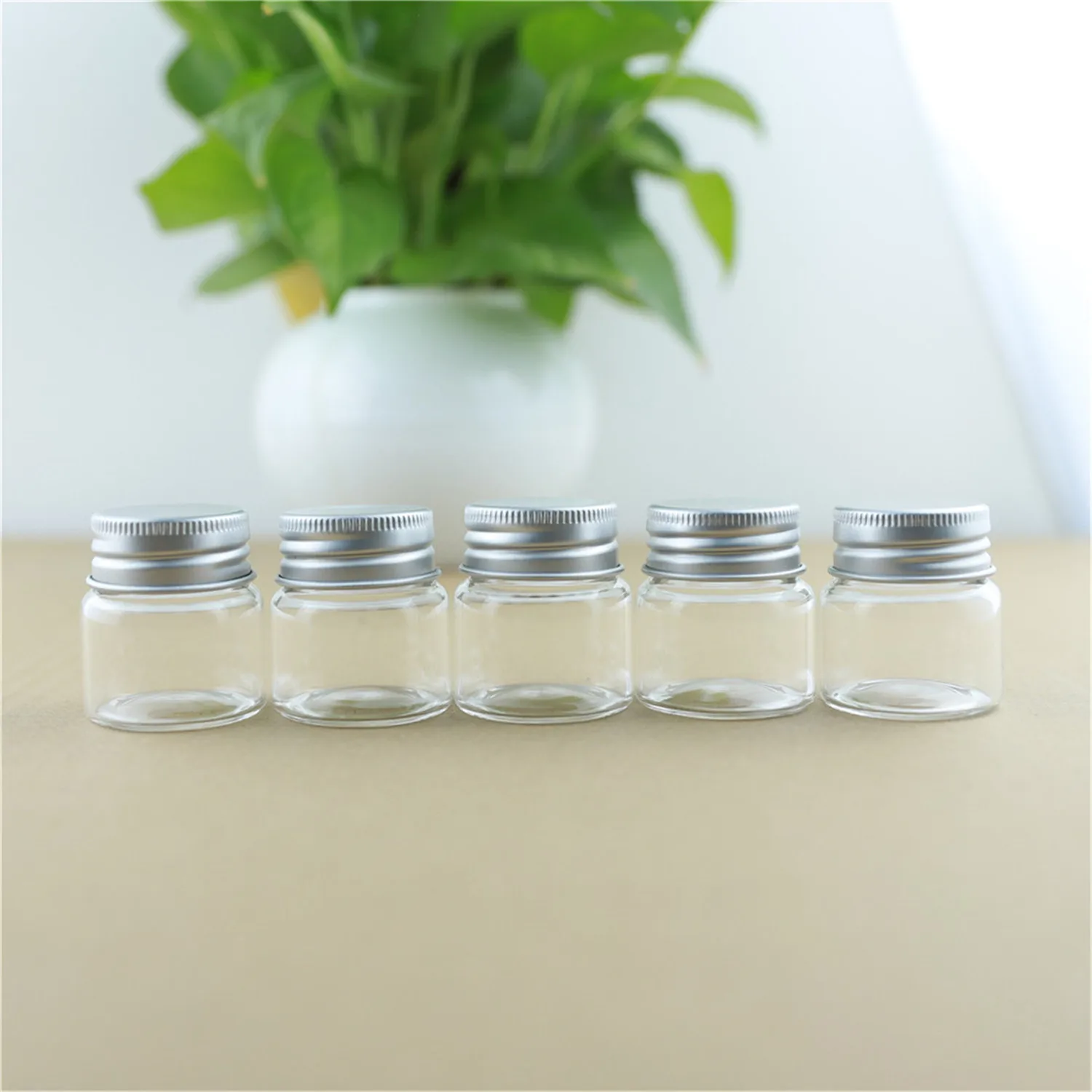 Glass Bottles 12 Pcs 23*37*40mm 25ml Aluminium Cap Glass jars Empty Containers Wishing bottles Mini Vials