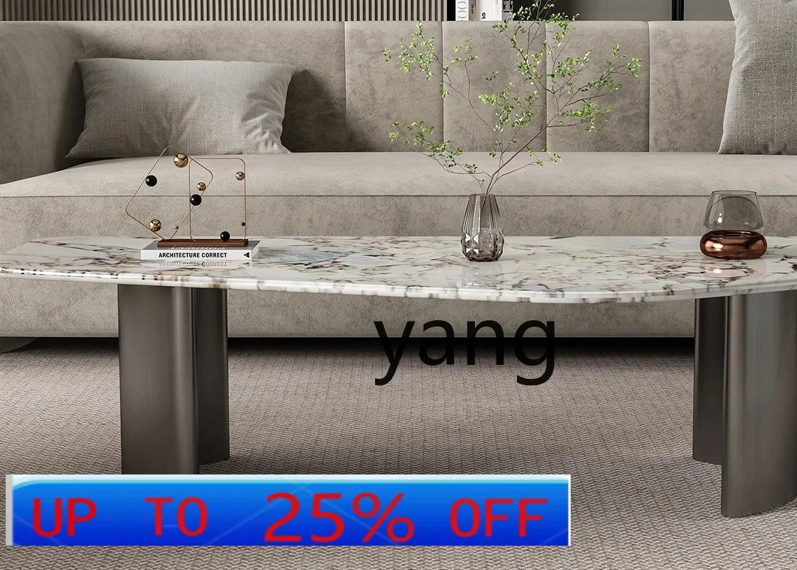 

LMMluxury stone coffee table small apartment does not take up space, high-end marble coffee table