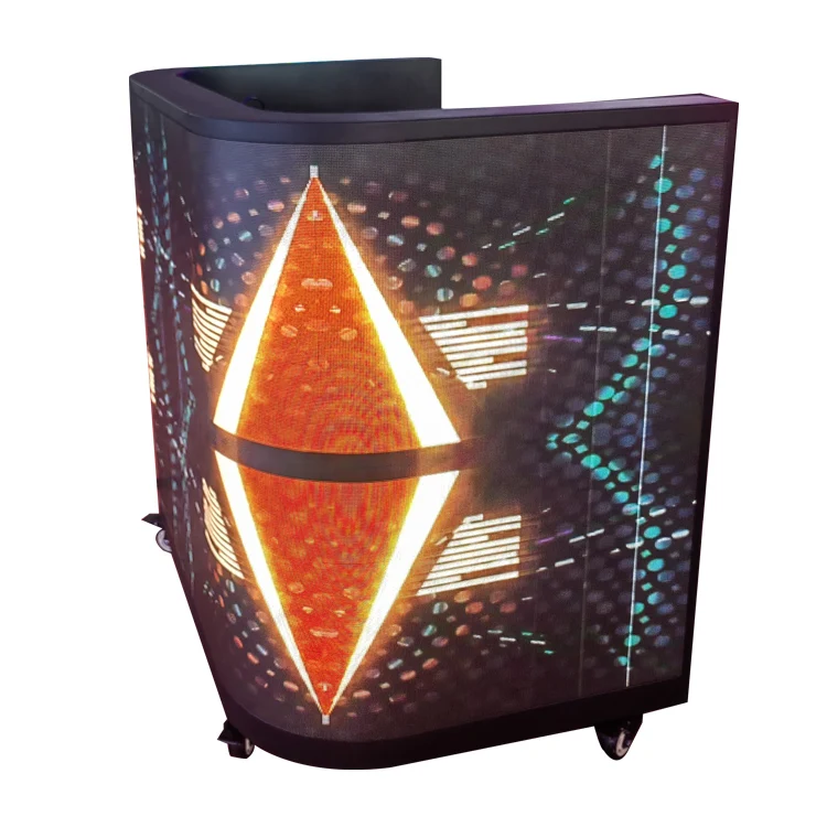 Portable DJ Booth with LED Video Wall Display Screen Facade Desk Stand Table Flight Case for DJ Use Digital Signage Displays