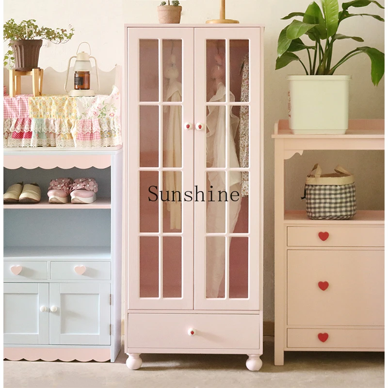 

- Pink crystal small wardrobe wooden collection display simple and modern