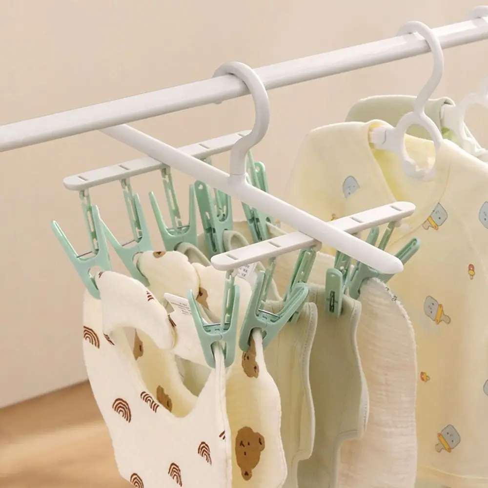 Multifunctional Plastic Socks Drying Rack Windproof Detachtable Underwear Drying Clips with 10 Clips Rotatable Sock Clip Travel