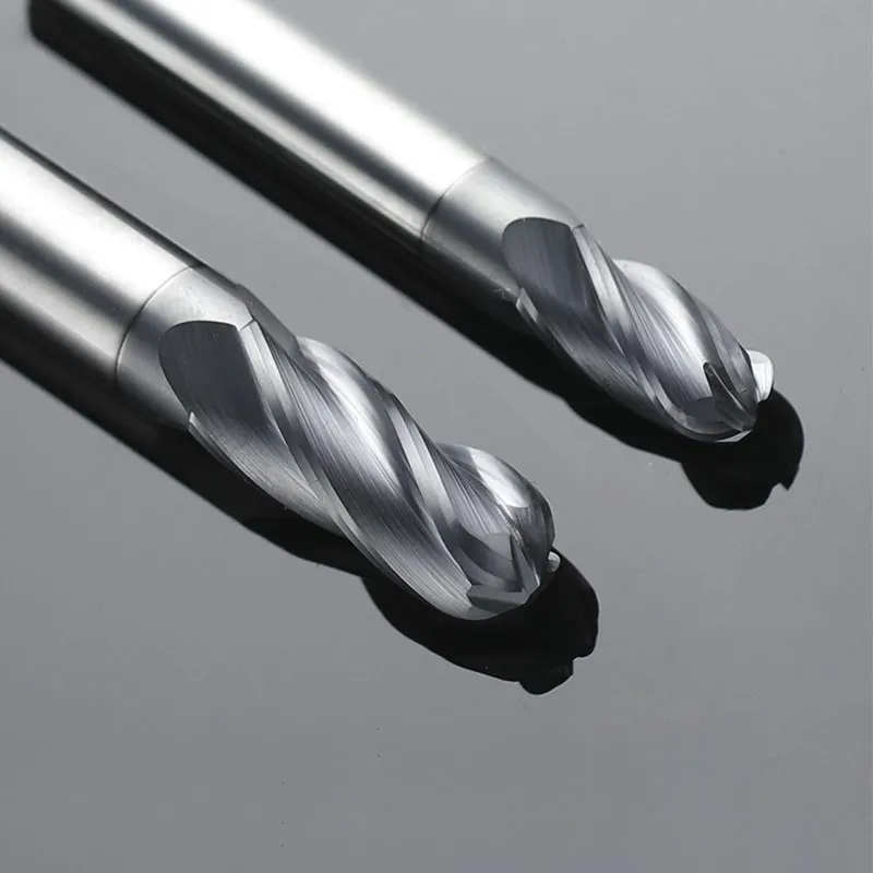 HAMPTON 4 Flute Ball Nose End Mill 4 Teeth Solid Carbide Milling Cutter CNC Finishing Machining R0.5-R8 Metal Cutting Tool