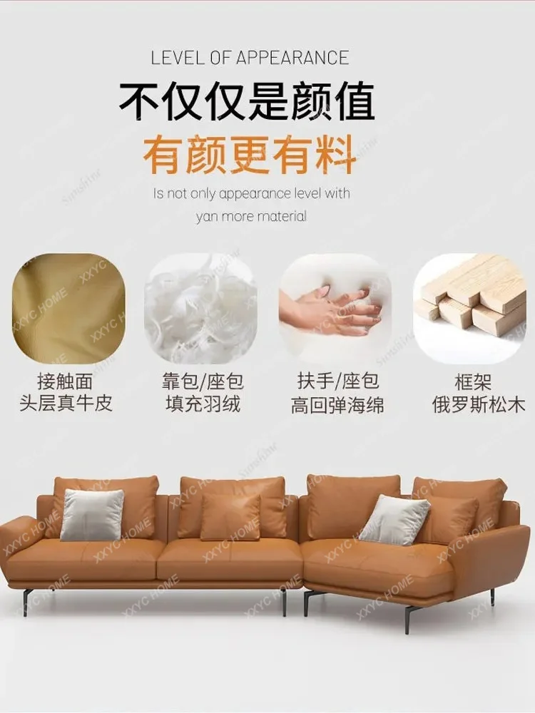 The first layer of cowhide down is light luxury art minimalist special-shaped chaise chaise creative sofa