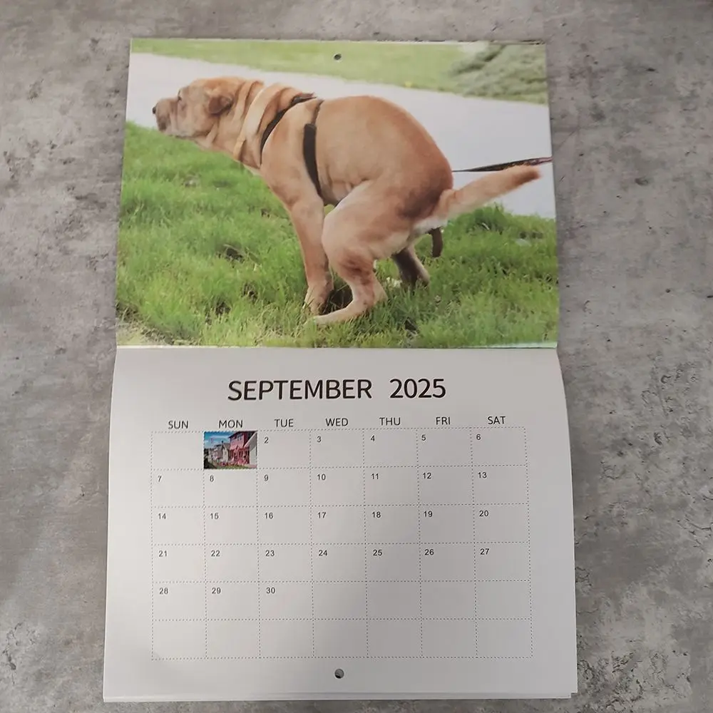 Daily Weekly Monthly Planner 2025 Calendar Hangable Paper Wall Calendar Dogs Pooping Dogs Pooping Calendar Office