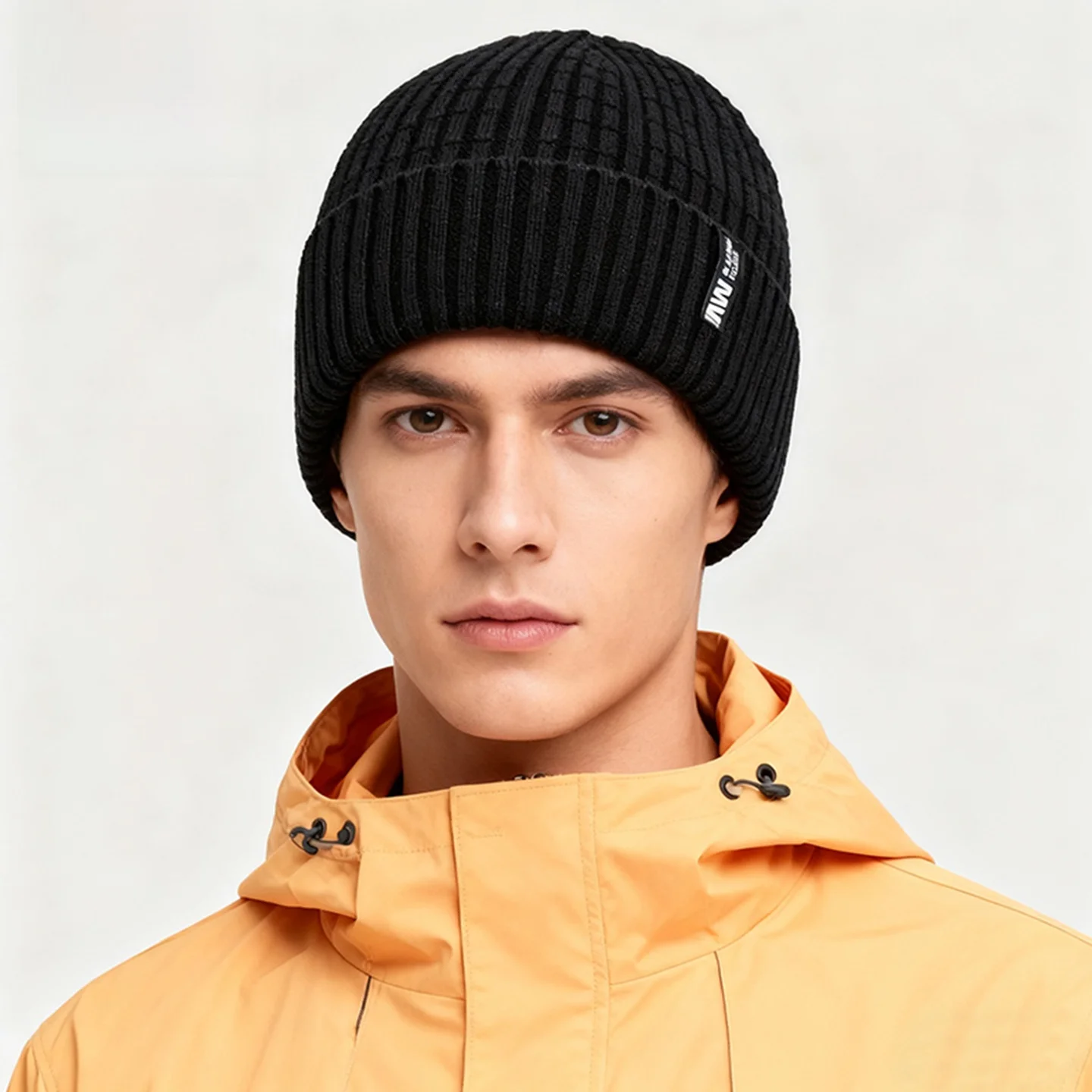 septwolves-ウールニット帽子ユニセックス秋冬スタイル暖かい多用途カシミヤ耳保護帽子ピュアカラーニットウールキャップ