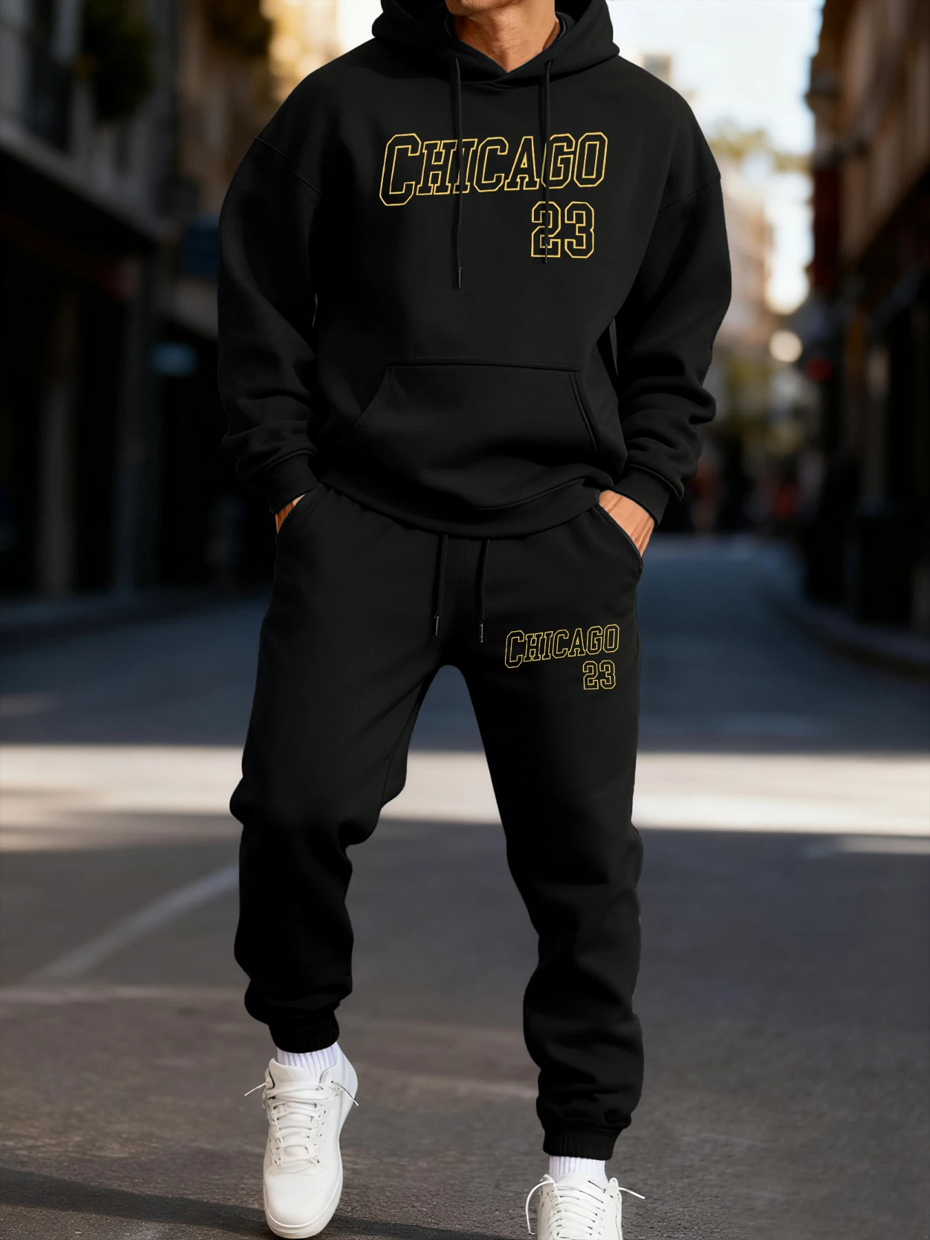 

Chicago Number 23 Printing Man Hoodie Set Loose Jogging Two Pices Sets Fleece Autumn Streetwear Casual Winter Fashion Hoodies