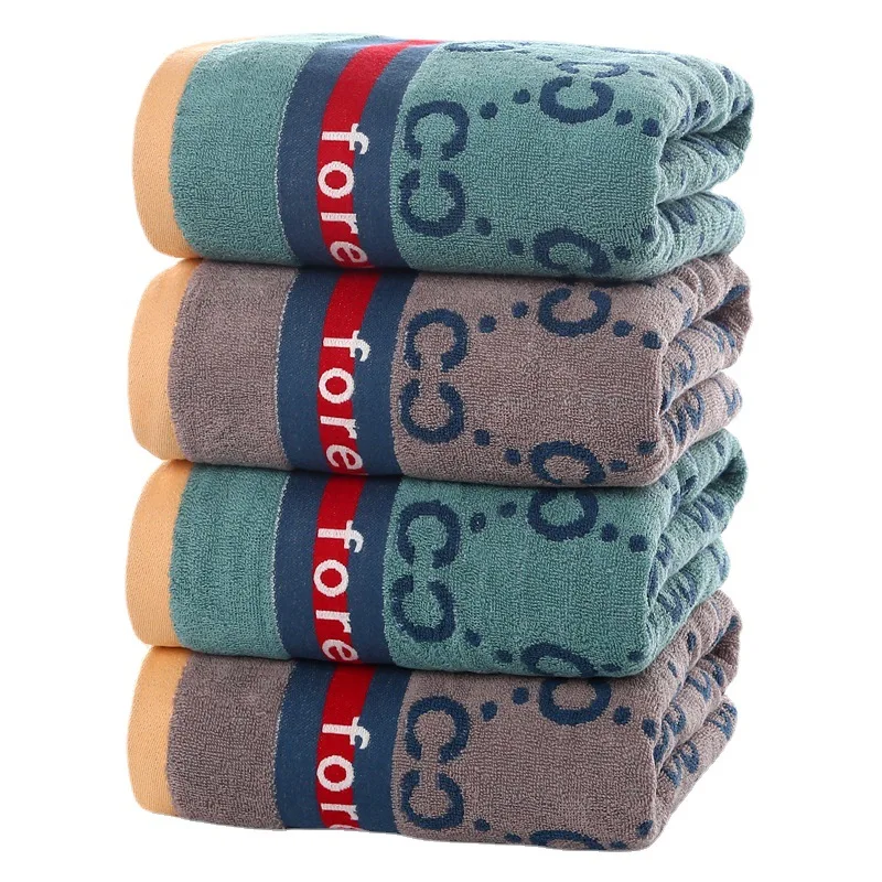 

Pure Cotton Bath Towel Fashion Cartoon Yarn-dyed Jacquard Soft Absorbent Home Bathroom Bath Larger Thickened Towel 70x140cm