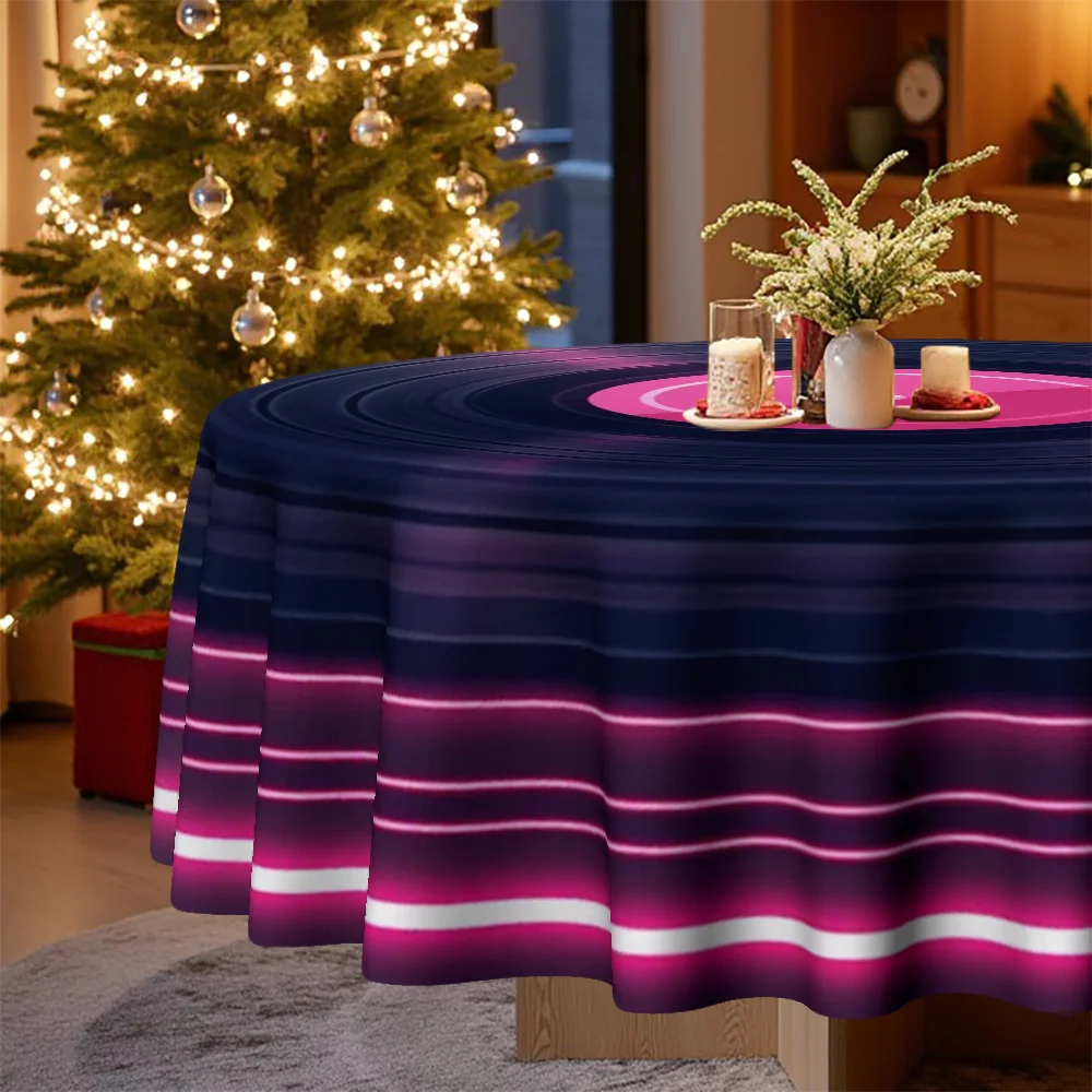 A tablecloth with a Christmas theme and disco style, suitable as a tablecloth for serving dishes.