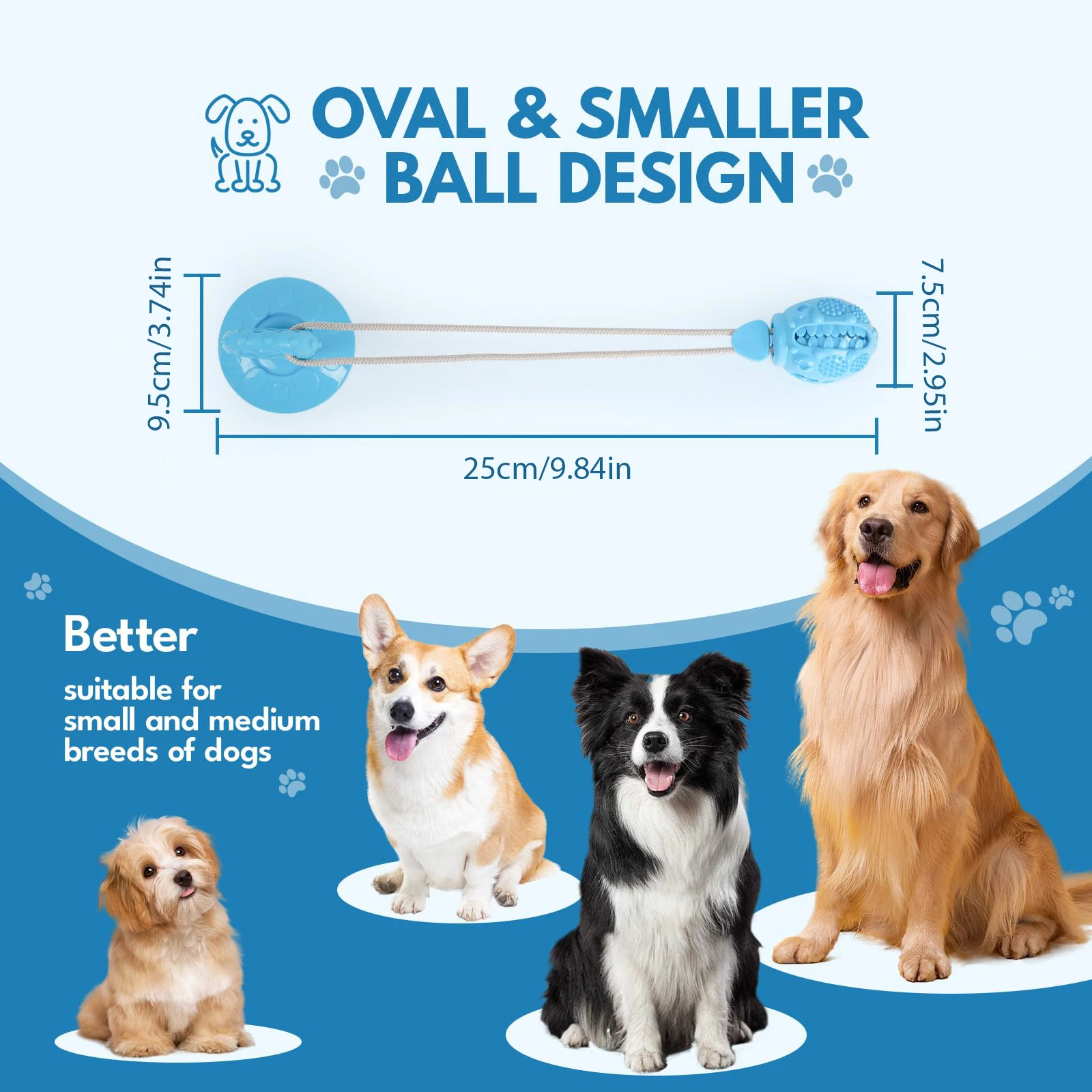 Dog Chew Toys Suction Cup and Rope Cup Tug Pet Toy Self-Playing Dog Teething Toys Dog Pull Toy with Chew Rubber Ball