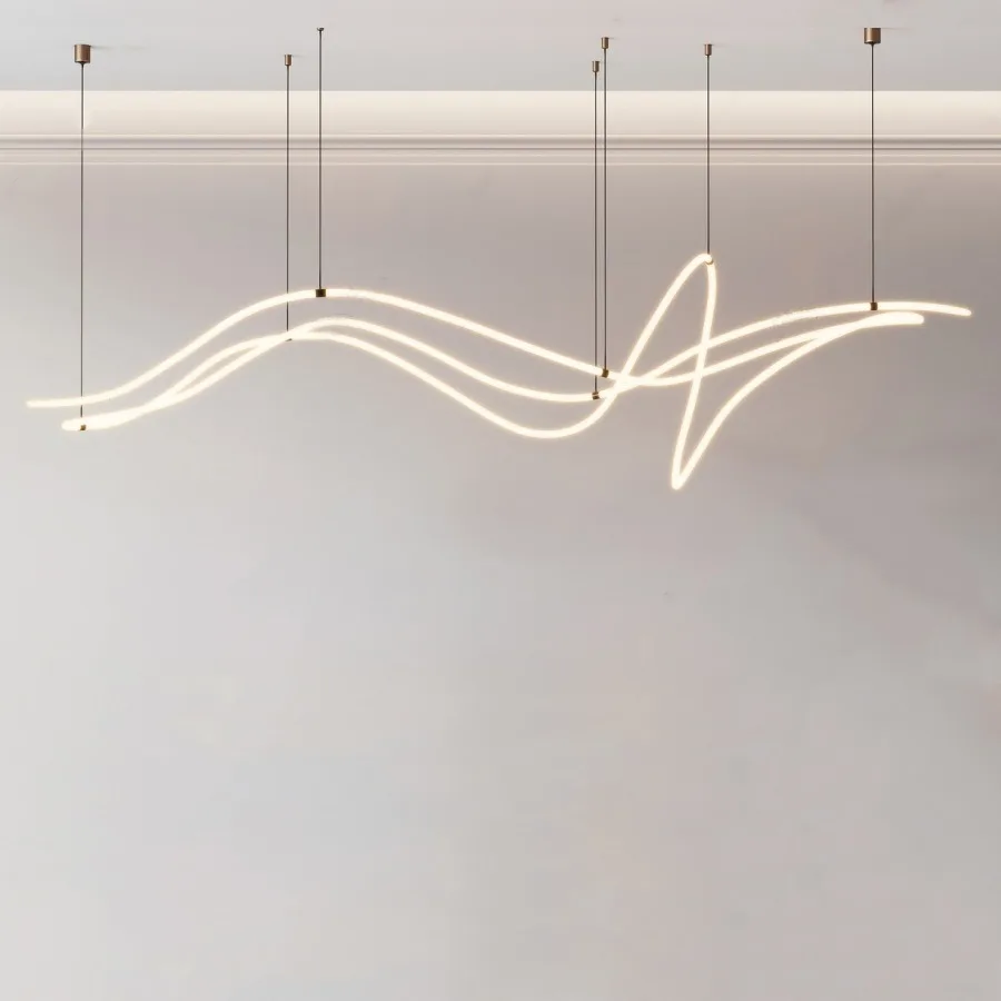 

Creative Art Line Special-shaped Chandelier Restaurant Living Room Front Desk Bar Modern Designer Hotel Showroom Model Room