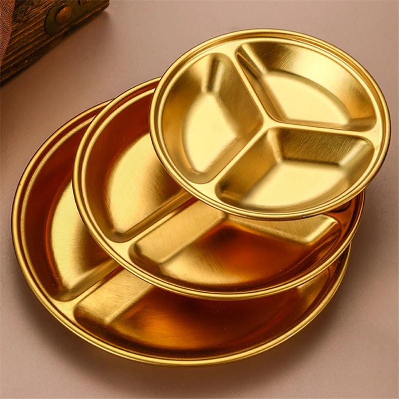 Stainless Steel Pepper Roast Meat Sauce Dishes Round Seasoning Tray Hotpot Condiment Dipping Plate Kitchen Spice Dish Tableware