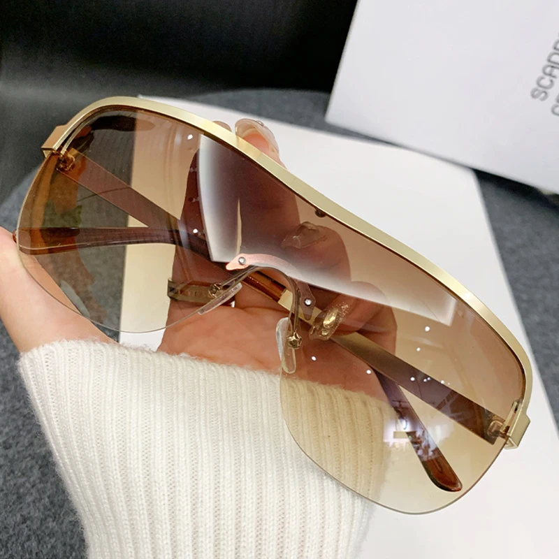 CRIXALIS New Y2k Sunglasses for Women Fashion Half Frames Designer Sun Glasses Oversized One Piece Trendy Shades Female Anti-UV