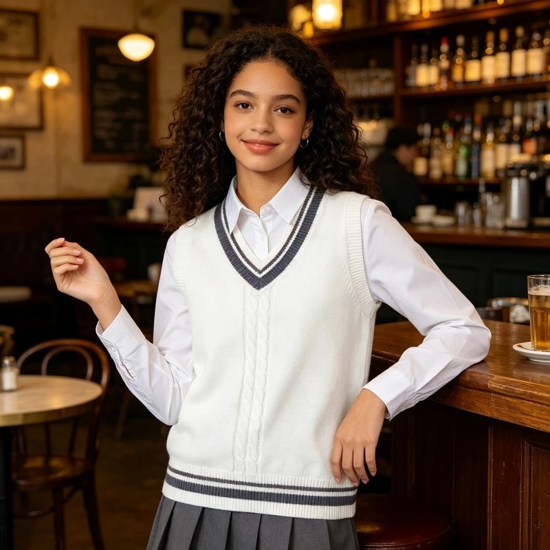 college-style-v-neck-knitted-vest-british-contrasting-striped-student-uniform-sweater-unisex-daily-commuting-knitted-top