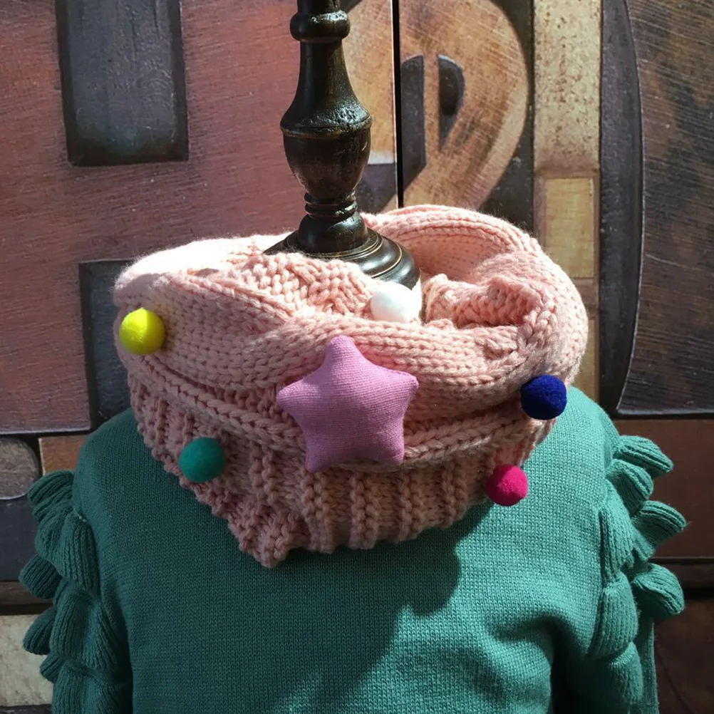 

Kids Star Knit Scarf 50Cm X 20Cm Pom Ball Winter Warm Neck Wrap For Children Girls Boys Holiday Gift Accessory