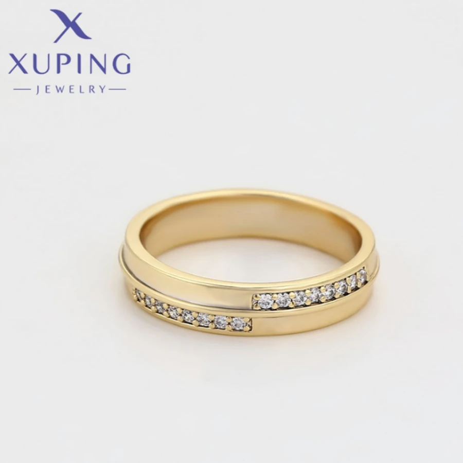 Xuping Jewelry Fashion New Arrival Light Gold Color Circle Shape Ring for Women Girls Wedding Commemoration Day Gift 14R244307