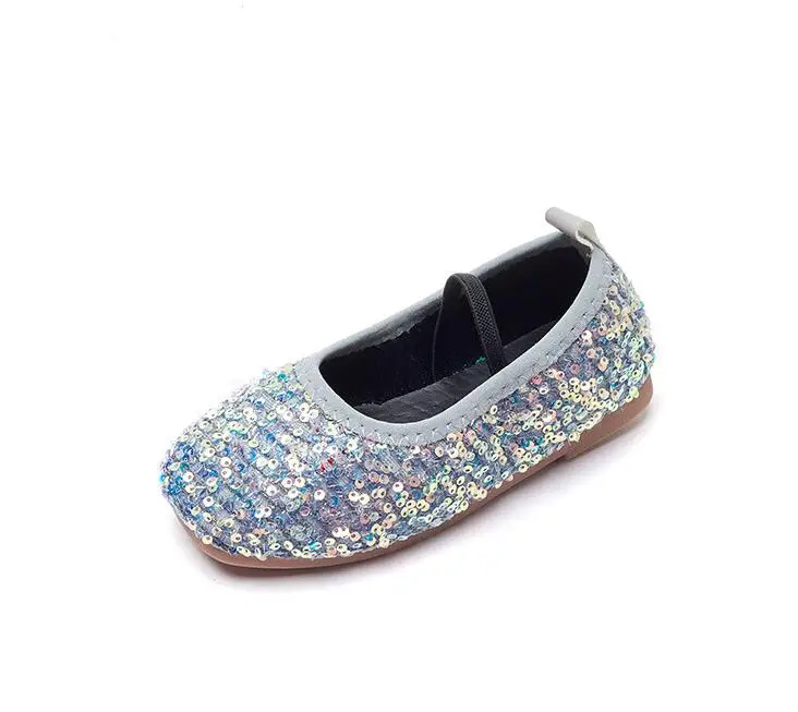 Size 21-36 Girls' Shoes 2024 New Spring Autumn Girls' Flat Sole Single Shoes Bowknot Sequin Soft Sole Fashion Princess Shoes