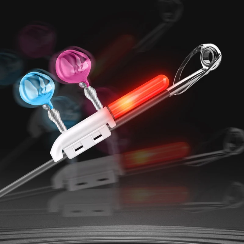 الصيد لدغة الإنذارات الصيد رود مزدوجة جرس قضيب المشبك تلميح التعريفي مصباح مشرق ليلة فلاش LED دون بطارية معالجة فلاش LED #3