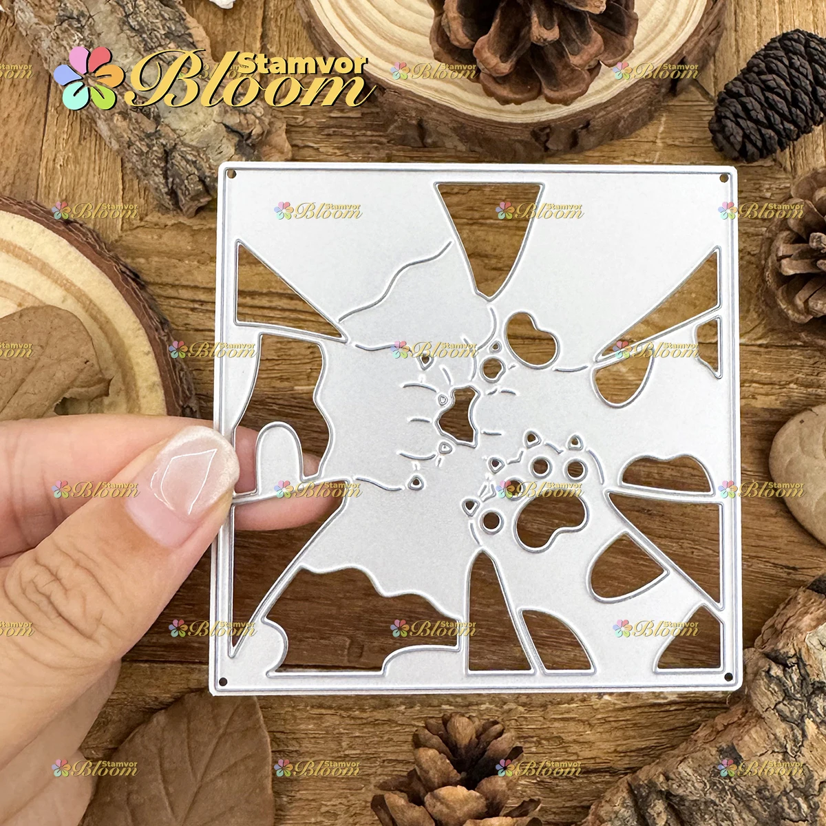 Original Lovely Cats Paws Square Frame Metal Cutting Dies Reusable Die Cuts For Scrapbook Card Making DIY Craft Decor view 2
