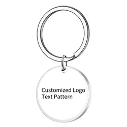 Stainless Steel Keychain, Round Card, Customized Business Logo, Image Text, Pet Sign, Door Plate, Laser Engraving, Personalized
