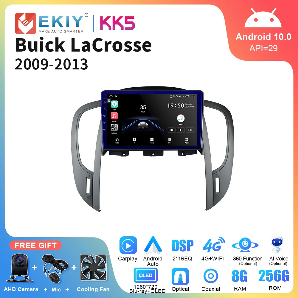 EKIY KK5 For Buick LaCrosse 2009-2013 Android 10 Car Radio Player Android GPS Navigation Stereo DSP Auto Wireless Carplay 2 Din