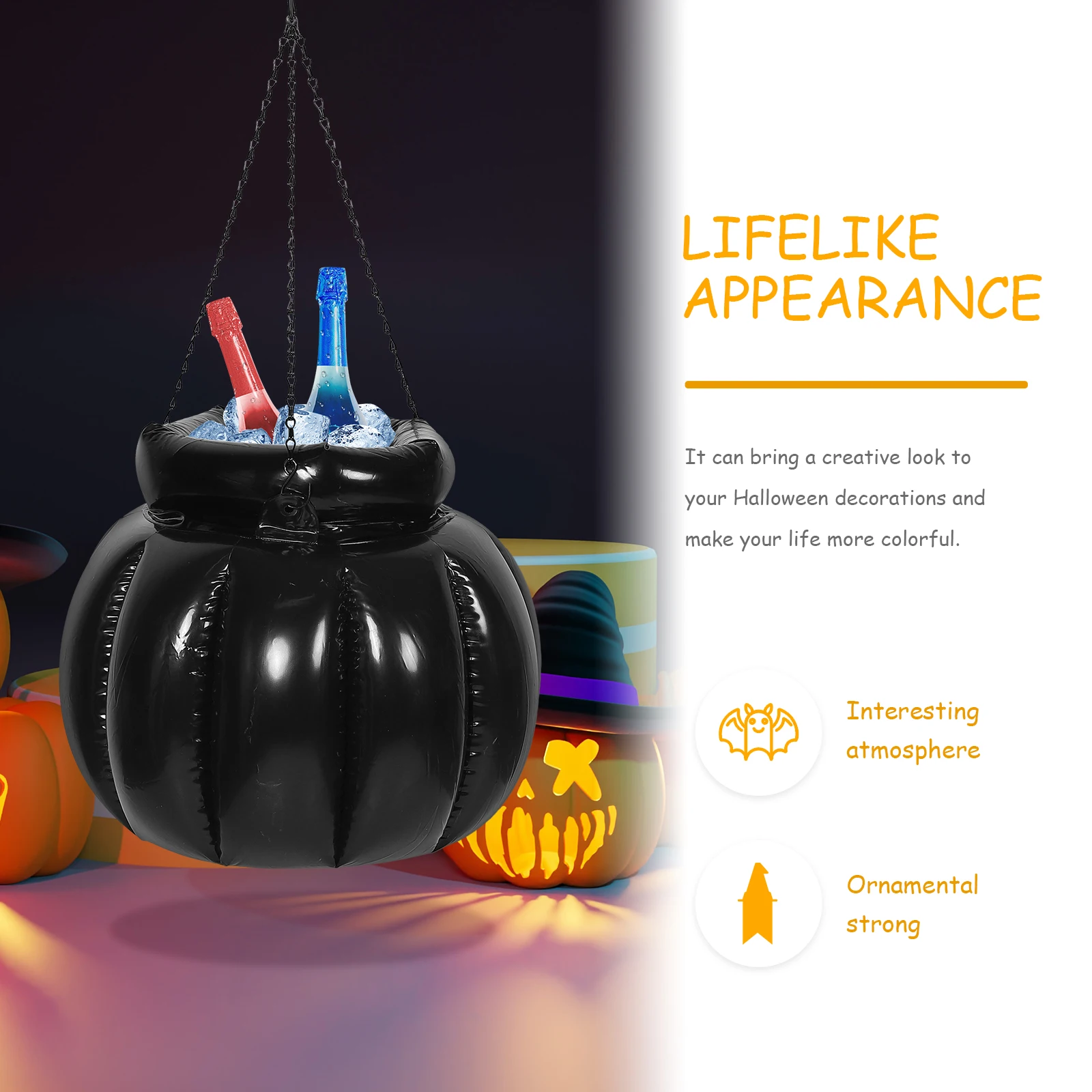 

Inflatable Witch Pot Cooler Detailed Halloween Decorative Cauldron Bucket Ice Beer Drinks Party Seaside Fun Novelty