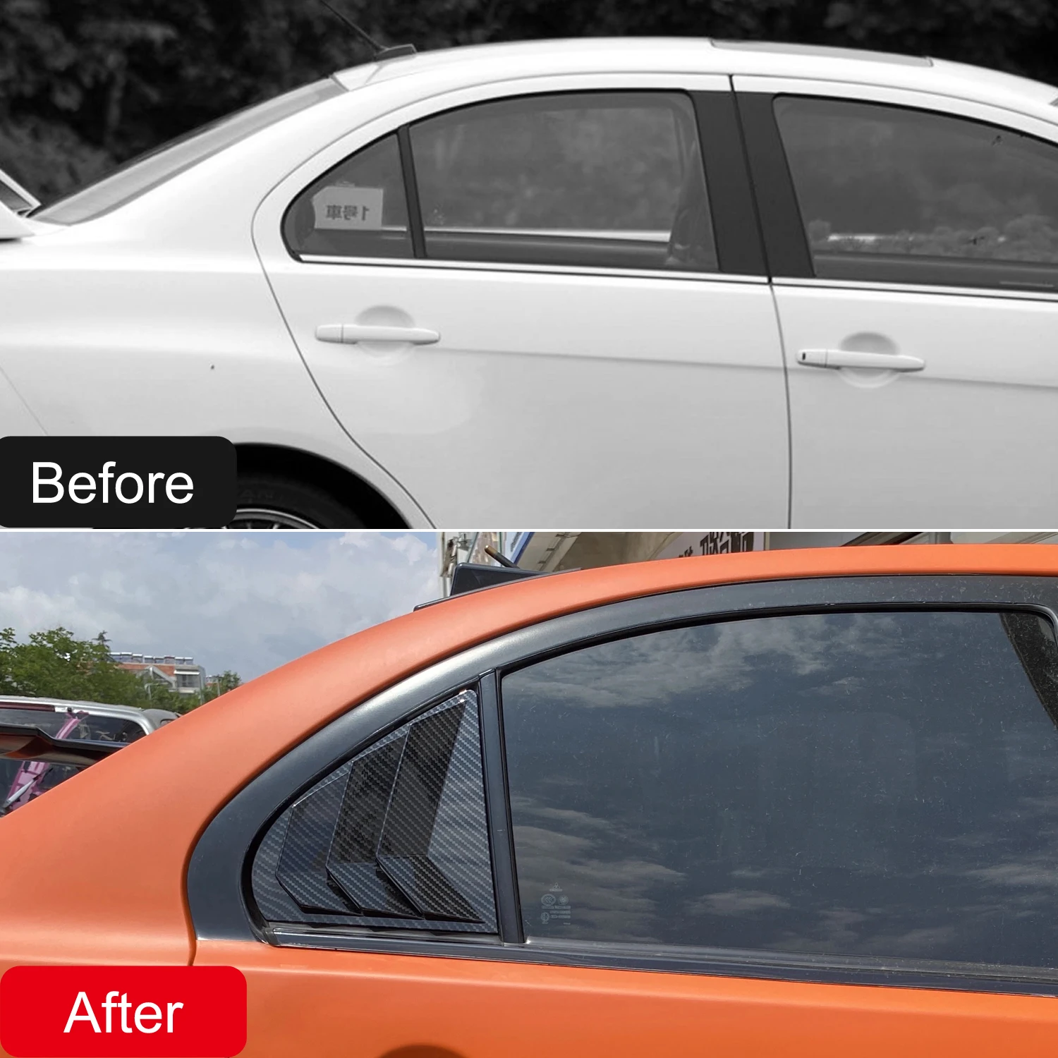 Car Accessories For Mitsubishi Lancer 2008-2016 ABS Exterior Rear Side Window Louvers Shutters Blinds Cover Trim 2pcs view 4