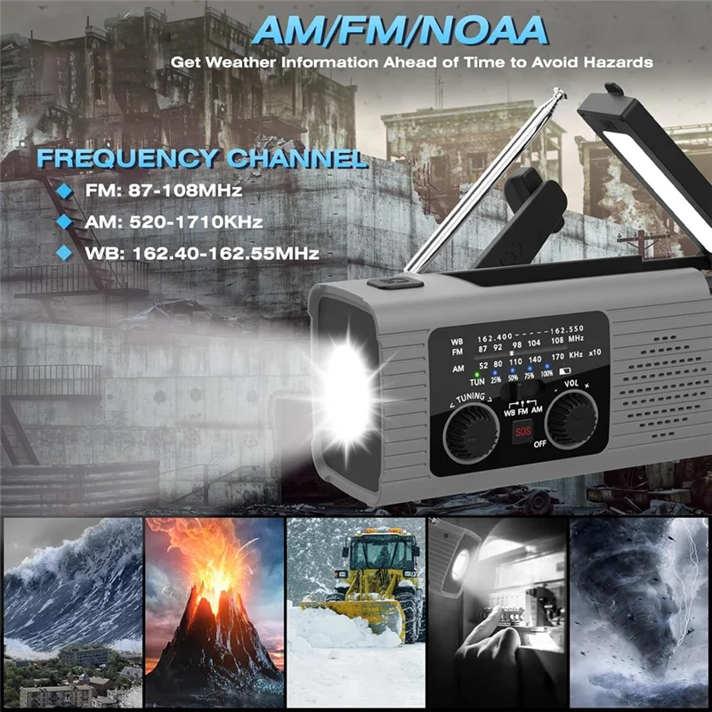 휴대용 야외 충전식 태양광 라이트 핸드 크랭크 다기능 전구 배터리 램프