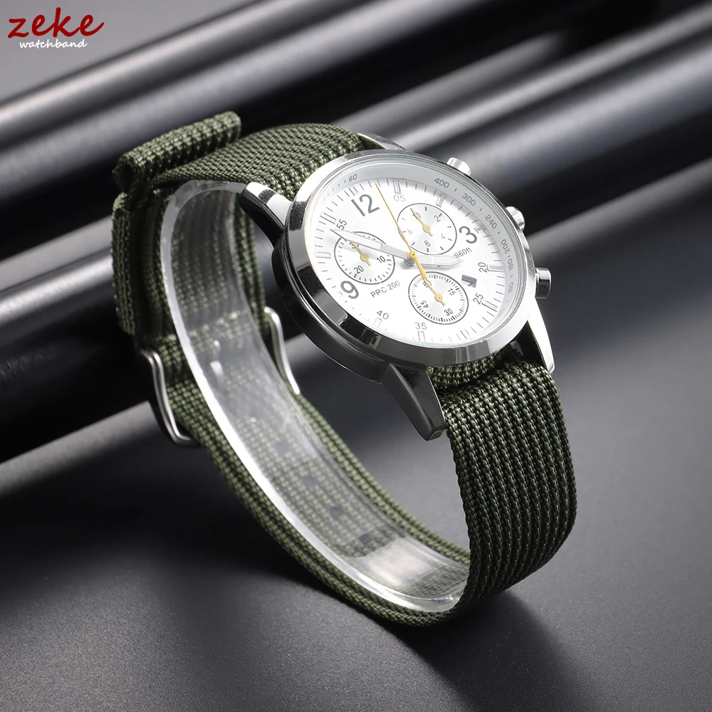 Army Sports Breathable Nylon Watch Band 18/20/22mm Braided Nylon Strap for Seiko Men's Fabric Nylon Bracelet Wristbelt for Omega image 4