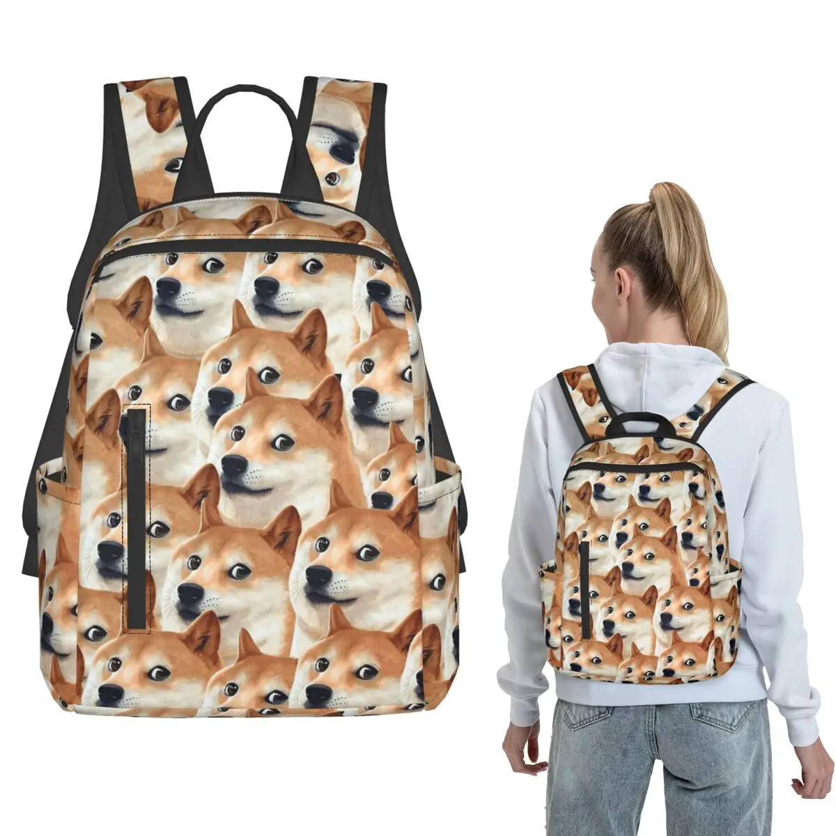 Рюкзак Doge Shiba Inu Memes большой вместимости для мальчиков и девочек, школьная сумка, сумки на плечо для мужчин и женщин