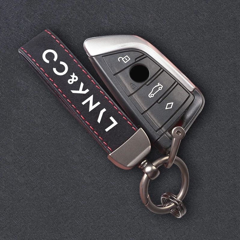 1/4/8 قطعة سيارة الإطارات عجلة صمام قبعات غطاء الجلد المدبوغ مفتاح سلسلة حلقة المفاتيح ل LYNK & CO 01 08 02 03 Phev 03 + 05 06 09 07 PHEV 09 MHEV